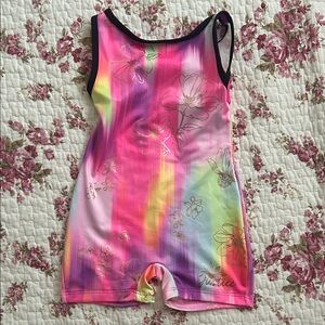 Justice Dance Girls' Rainbow Pink Multicolor Floral One-Piece